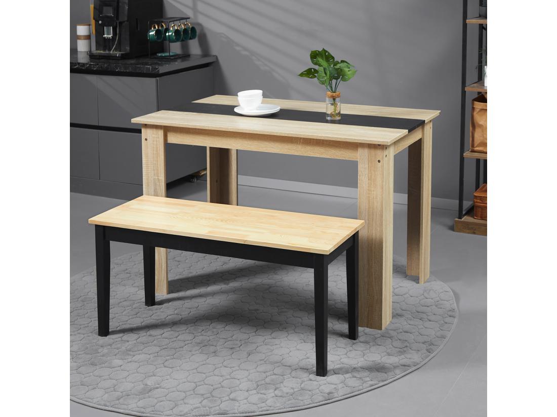 Vente Unique Banc 2 Personnes Dim. 102L X 36l X 45H Cm Bois De Pin Noir
