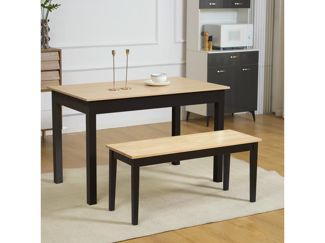 Vente Unique Banc 2 Personnes Dim. 102L X 36l X 45H Cm Bois De Pin Noir