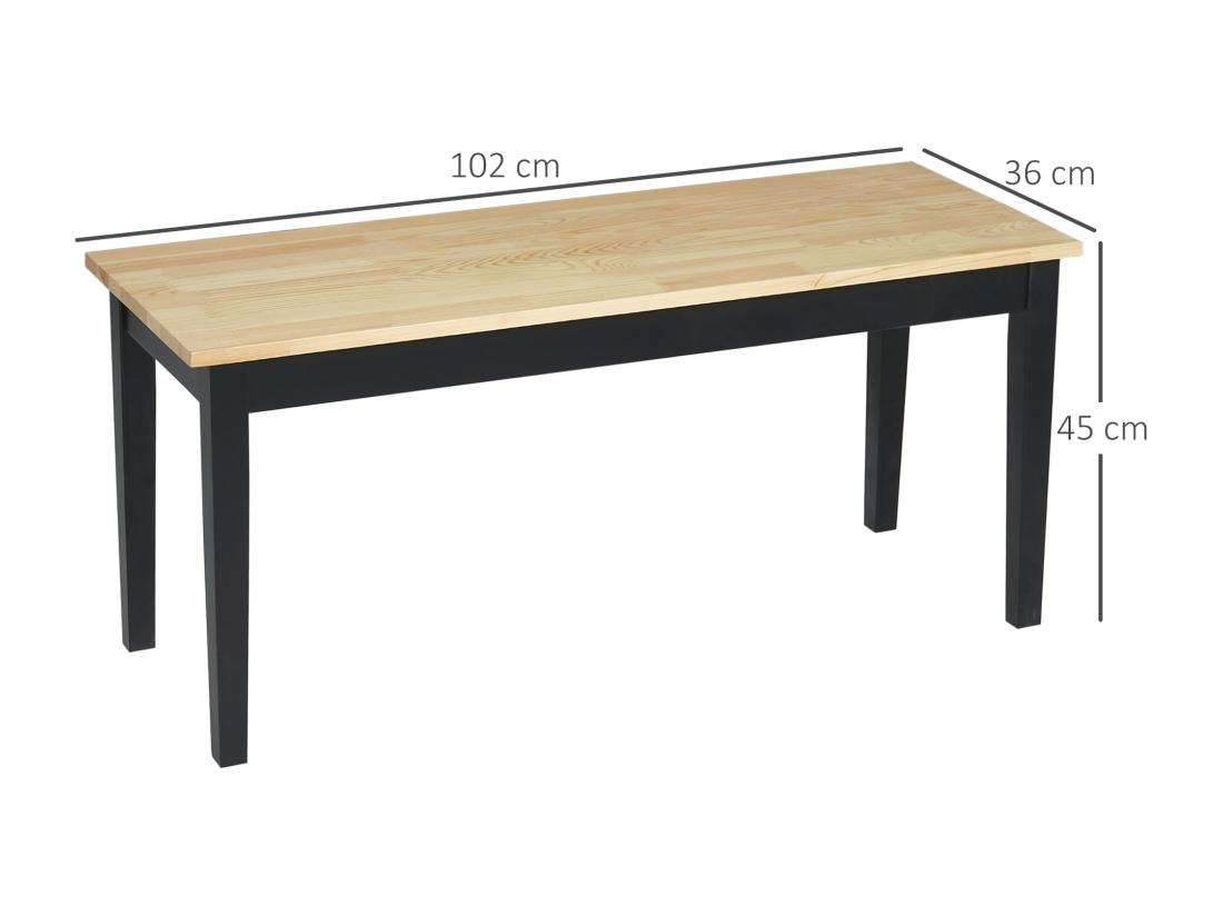 vente unique Banc 2 personnes dim. 102L x 36l x 45H cm bois de pin noir