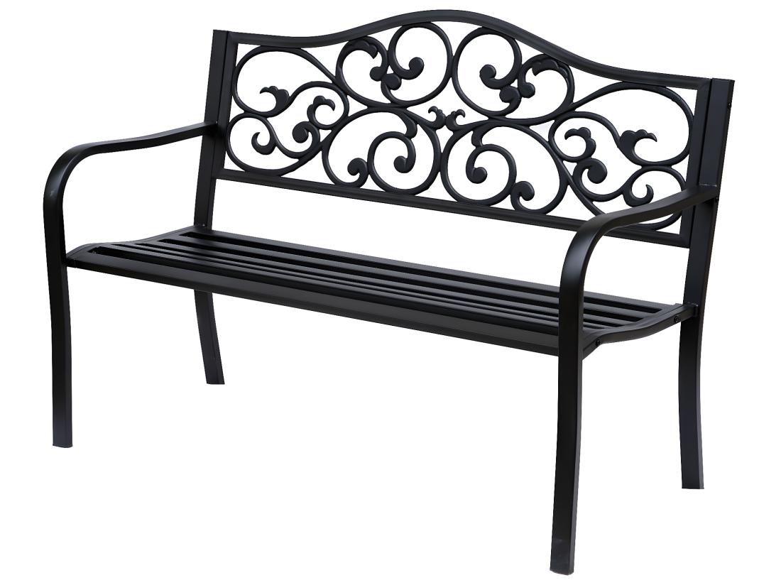 Vente Unique Banc 3 Places De Jardin Terrasse Style Cosy Chic 127L X 60l X 89H Cm Métal époxy Anticorrosion Noir