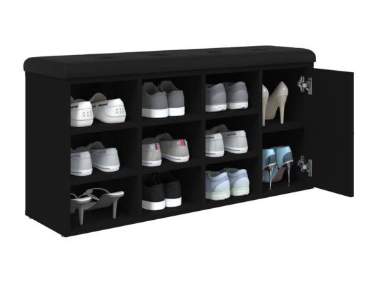 Vente Unique Banc à Chaussures Noir 102x32x50 Cm Bois D'ingénierie