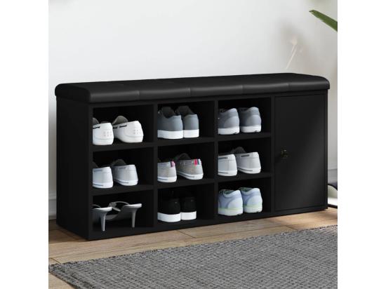 vente unique Banc à chaussures noir 102x32x50 cm bois d'ingénierie