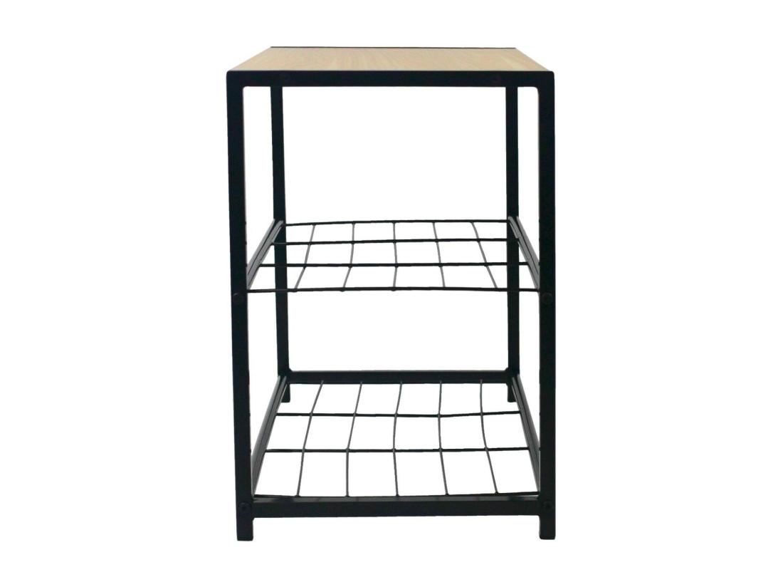 Vente Unique Banc à Chaussures Style Industriel 2 Etagères Erme Noir/Marron 63x30x43cm O91