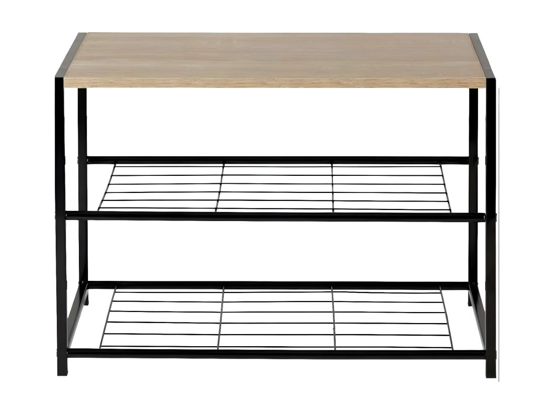 vente unique Banc à Chaussures Style Industriel 2 Etagères Erme Noir/Marron 63x30x43cm O91