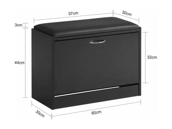 Vente Unique Banc Armoire À Chaussures 1 Abattant Avec Coussin Meuble D’entrée Coffre Fsr16-sch