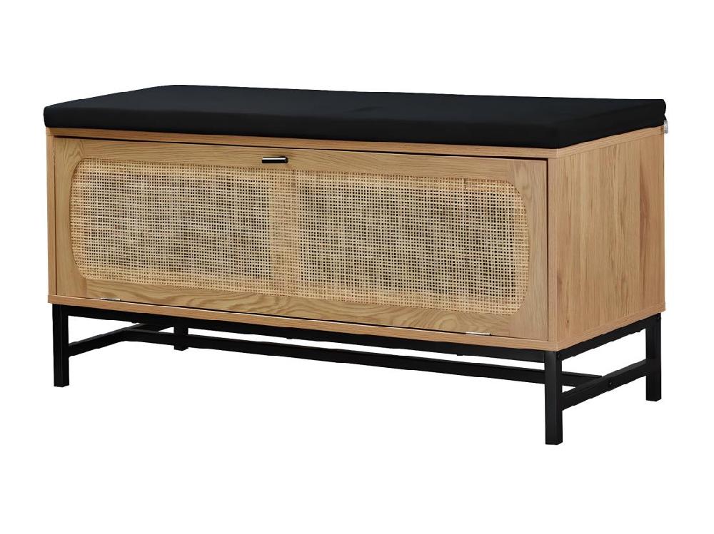 Vente Unique Banc Avec Rangement Chaussures Et Façade En Rotin L100 Cm - JAYA