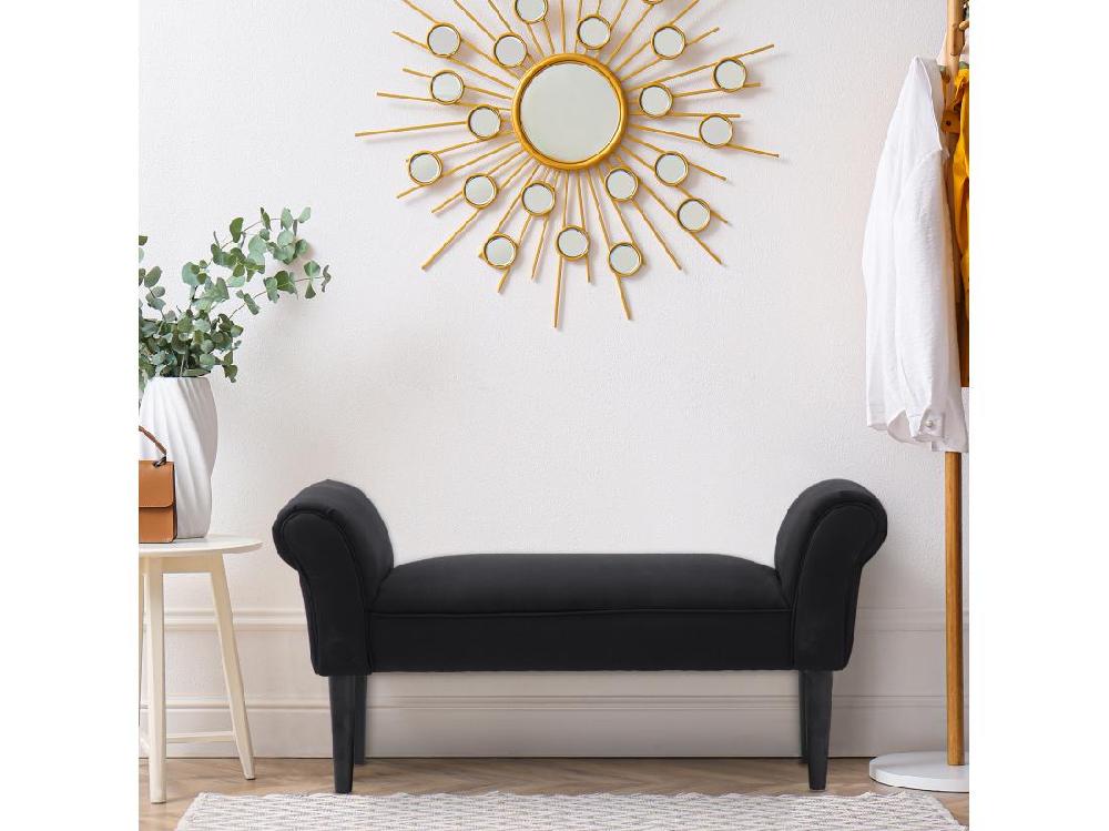 vente unique Banc banquette design contemporain accoudoirs courbés grand confort 102L x 31l x 51H cm noir