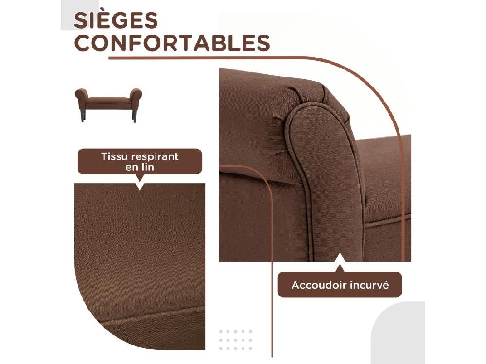 Vente Unique Banc Banquette Design Contemporain Accoudoirs Courbés Grand Confort 102L X 31l X 51H Cm Chocolat