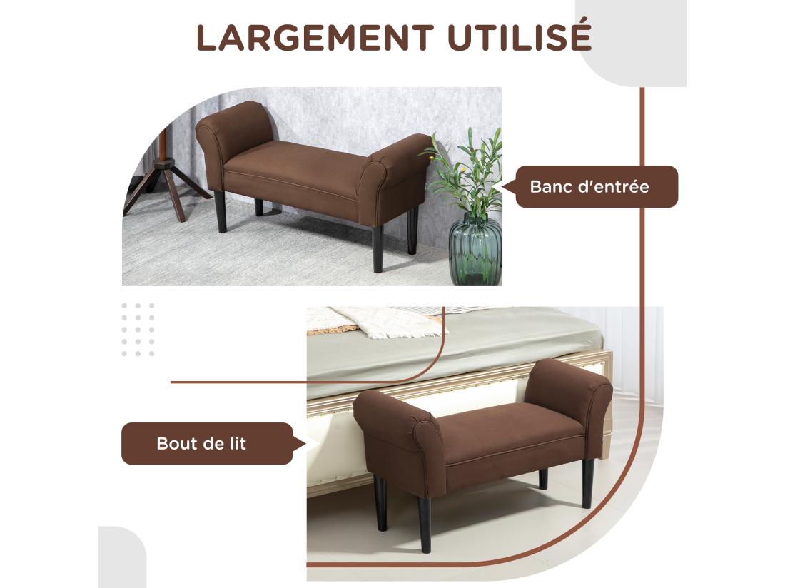 Vente Unique Banc Banquette Design Contemporain Accoudoirs Courbés Grand Confort 102L X 31l X 51H Cm Chocolat