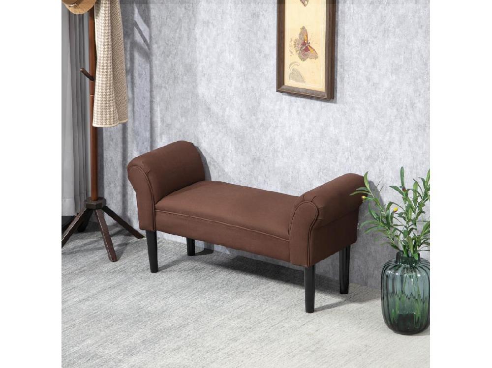 vente unique Banc banquette design contemporain accoudoirs courbés grand confort 102L x 31l x 51H cm chocolat