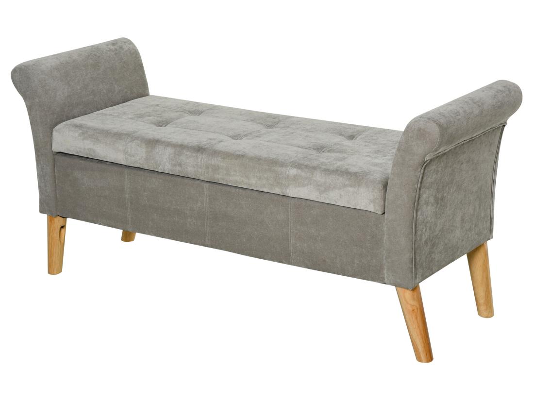 vente unique Banc Banquette Design Contemporain Accoudoirs Courbés Fonction de Rangement 2 en 1 136 5 x 45lx 62 cm Gris