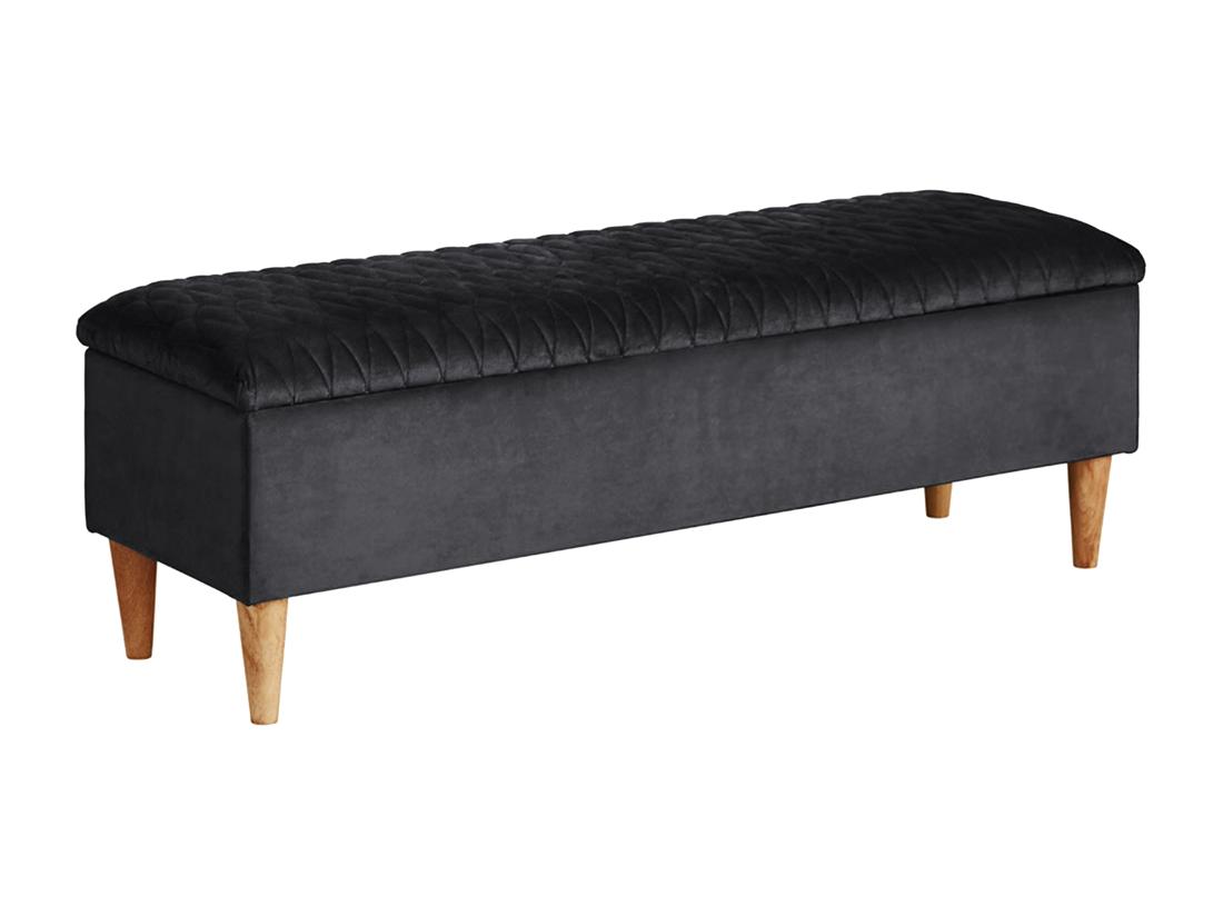 Vente Unique Banc Coffre DANIELE - Tissu Velours - Gris