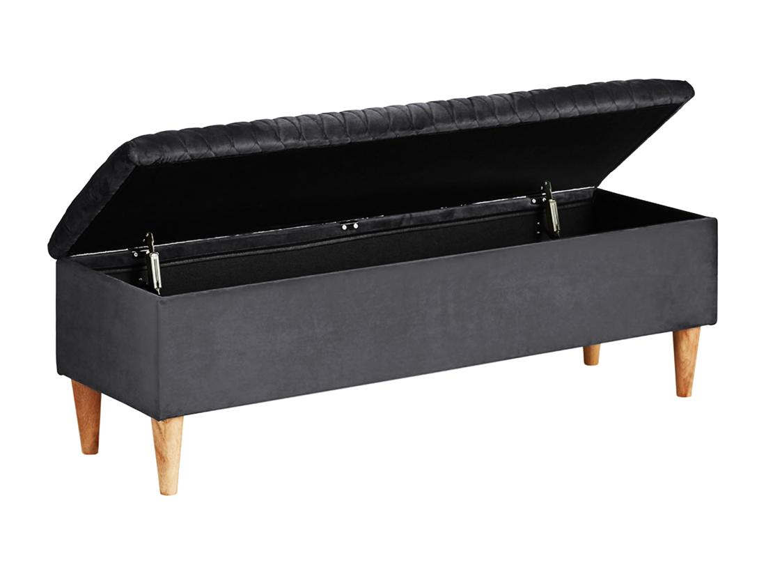 Vente Unique Banc Coffre DANIELE - Tissu Velours - Gris