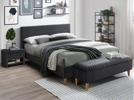 vente unique Banc coffre DANIELE - Tissu velours - Gris