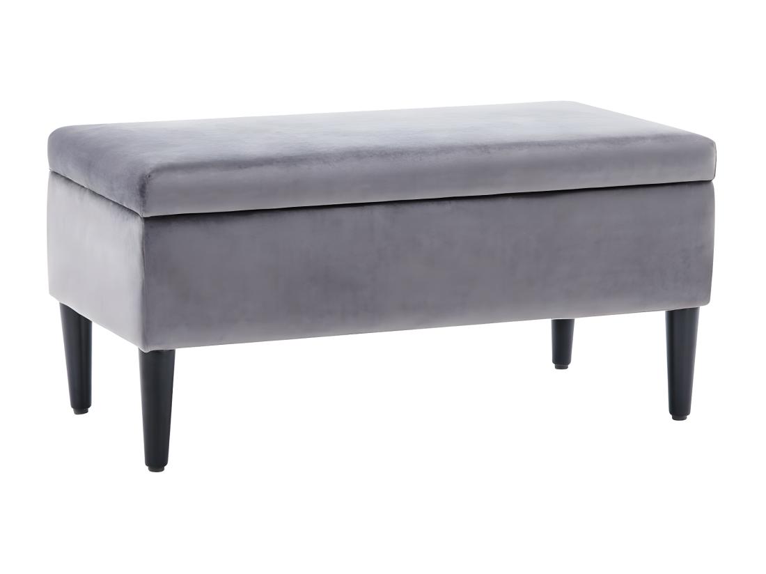 Vente Unique Banc Coffre De Rangement BUREN En Velours - Gris