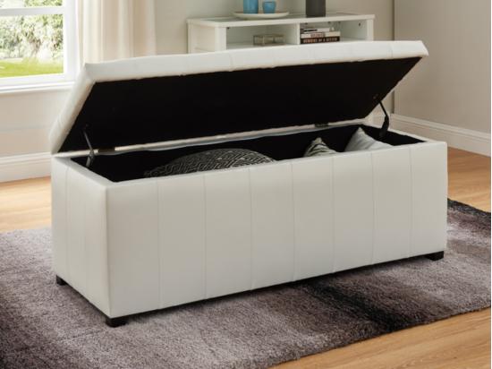 vente unique Banc coffre de rangement CONCIERTO en simili - Blanc