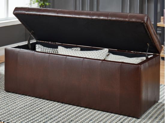 vente unique Banc coffre de rangement CONCIERTO en simili - Marron