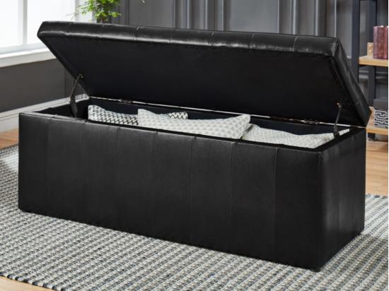 vente unique Banc coffre de rangement CONCIERTO en simili - Noir vente unique Banc coffre de rangement CONCIERTO en simili - Noir