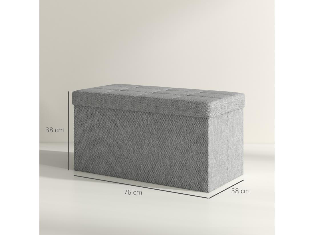 Vente Unique Banc Coffre Style Chesterfield Effet Capitonné Dim.76L X 38l X 38H Cm Tissu Gris Chiné