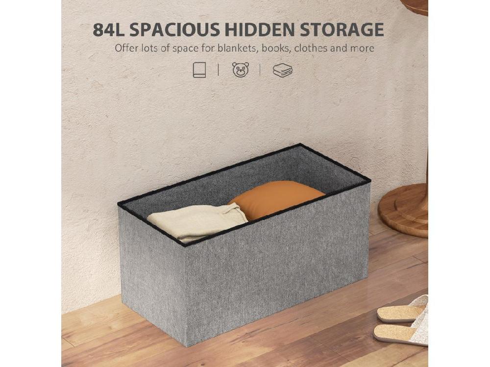 Vente Unique Banc Coffre Style Chesterfield Effet Capitonné Dim.76L X 38l X 38H Cm Tissu Gris Chiné