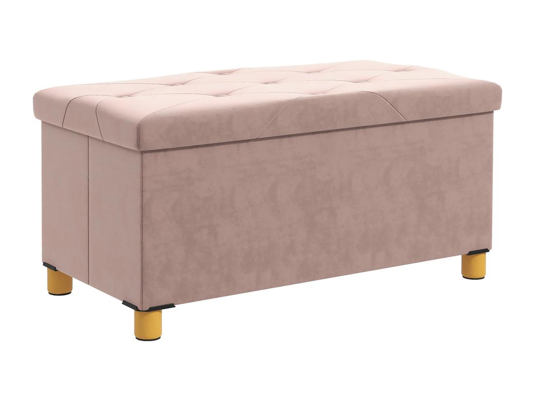 Vente Unique Banc Coffre Style Chesterfield Effet Capitonné Dim. 76L X 38l X 38H Cm Piètement Bois Velours Vieux Rose
