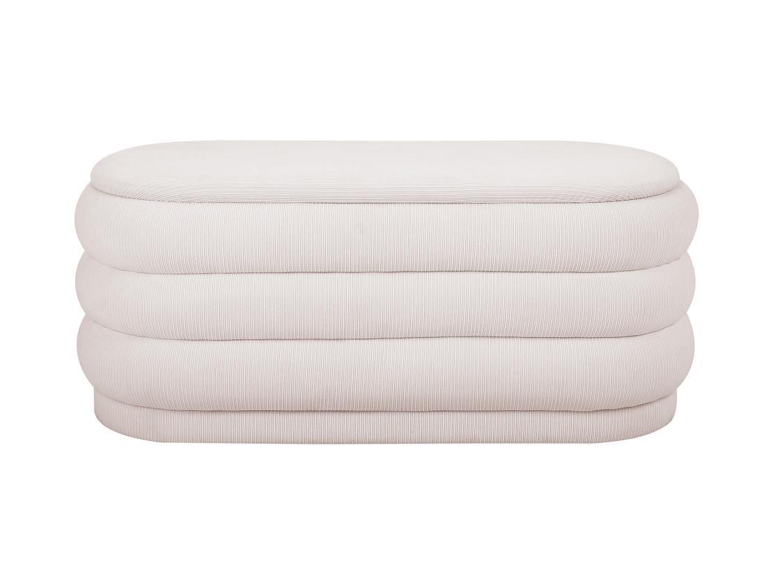 Vente Unique Banc Coffre - Velours Côtelé - Crème - ECAMBI