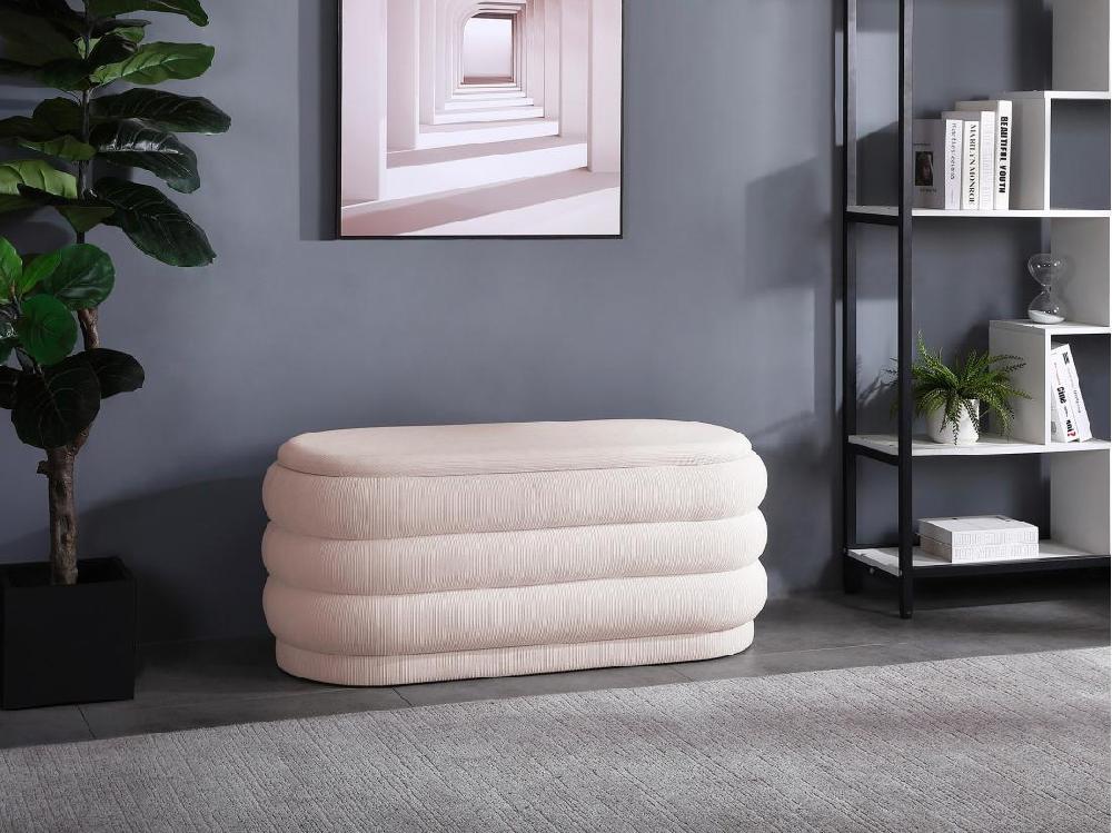 vente unique Banc coffre - Velours côtelé - Crème - ECAMBI