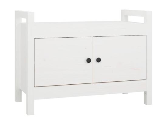 Vente Unique Banc D'entrée Blanc 80x40x60 Cm Bois De Pin Massif