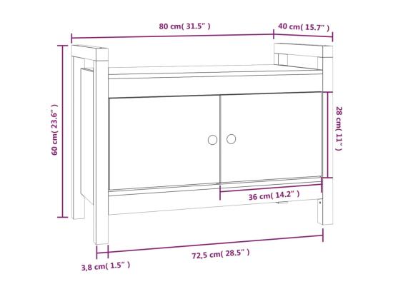 Vente Unique Banc D'entrée Blanc 80x40x60 Cm Bois De Pin Massif