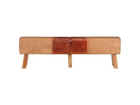 Vente Unique Banc De Gymnastique Marron 160 Cm Cuir Véritable Et Toile