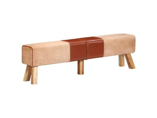 vente unique Banc de gymnastique marron 160 cm cuir véritable et toile