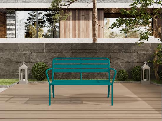 Vente Unique Banc De Jardin En Métal - Bleu Canard - MIRMANDE De MYLIA