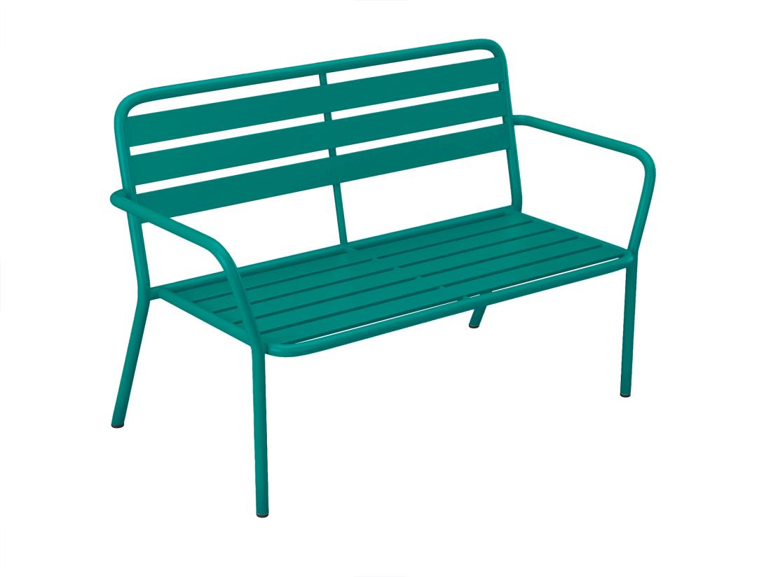 vente unique Banc de jardin en métal - Bleu canard - MIRMANDE de MYLIA