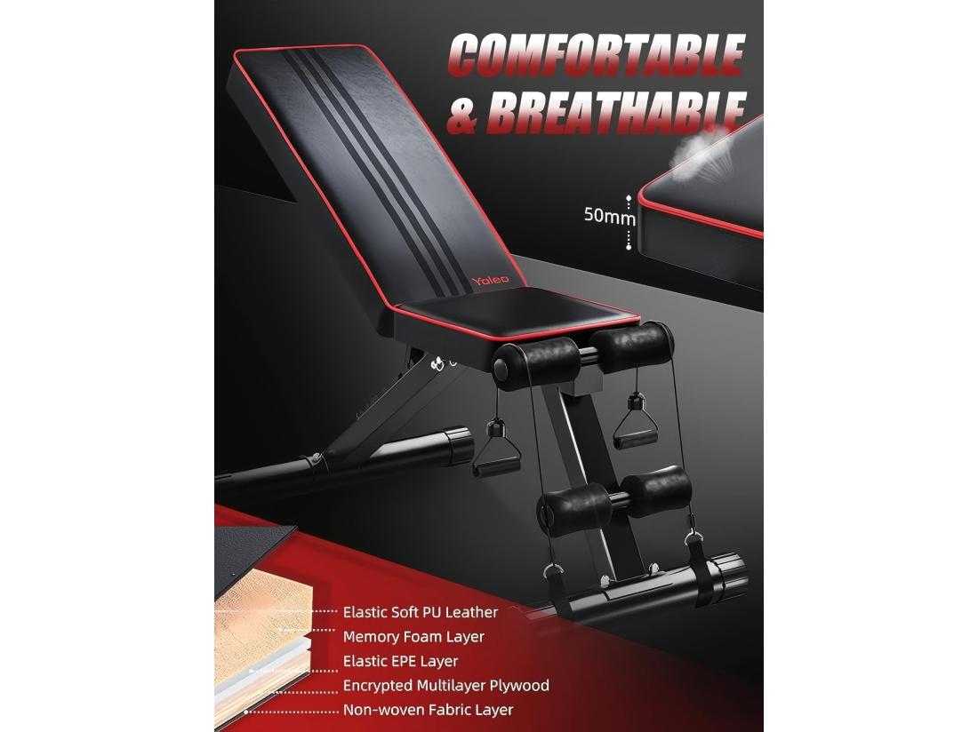 Vente Unique Banc De Musculation Dossier Réglable 7 Positions 4 Coussins Presse-jambes Banc Entraînement Complet Du Corps En Métal Charge 150KG