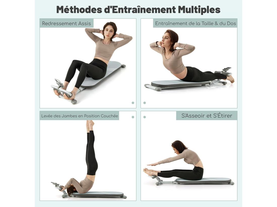 Vente Unique Banc De Musculation Multifonction Avec 3 Angles Et Longueur Réglable Banc De Redressement Assis Pliable Charge 150KG Plateforme D'Entraînement (Bleu)