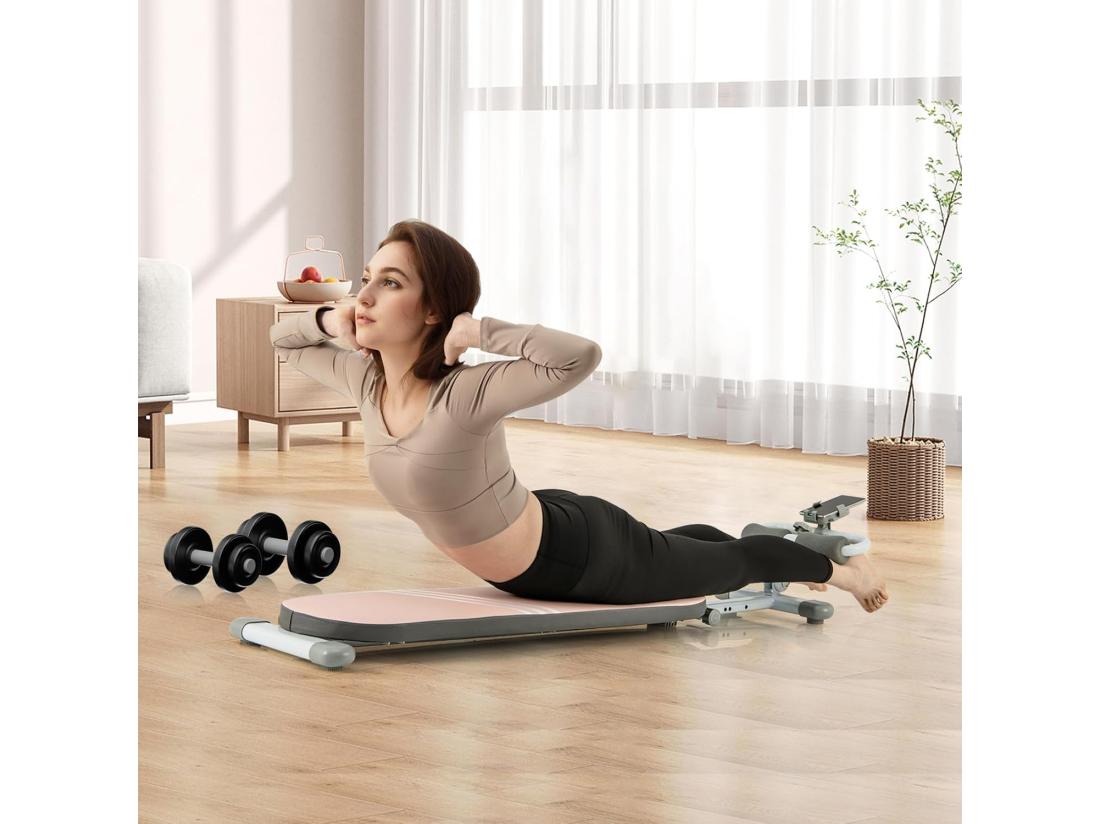 Vente Unique Banc De Musculation Multifonction Avec 3 Angles Et Longueur Réglable Banc De Redressement Assis Pliable Charge 150KG Plateforme D'Entraînement (Rose)