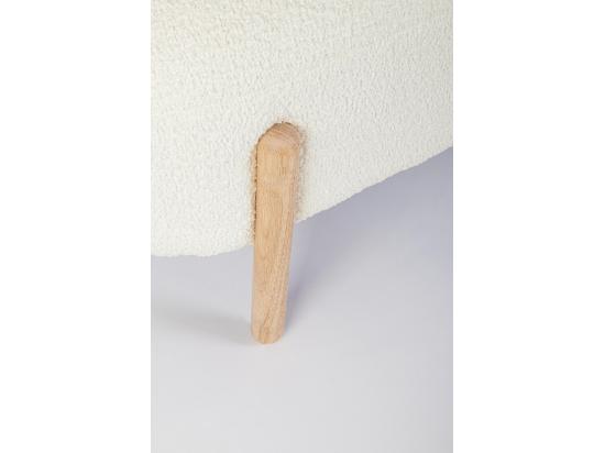 Vente Unique Banc En Tissu Bouclé Blanc Et Pieds En Bois De Caoutchouc - DAYLA