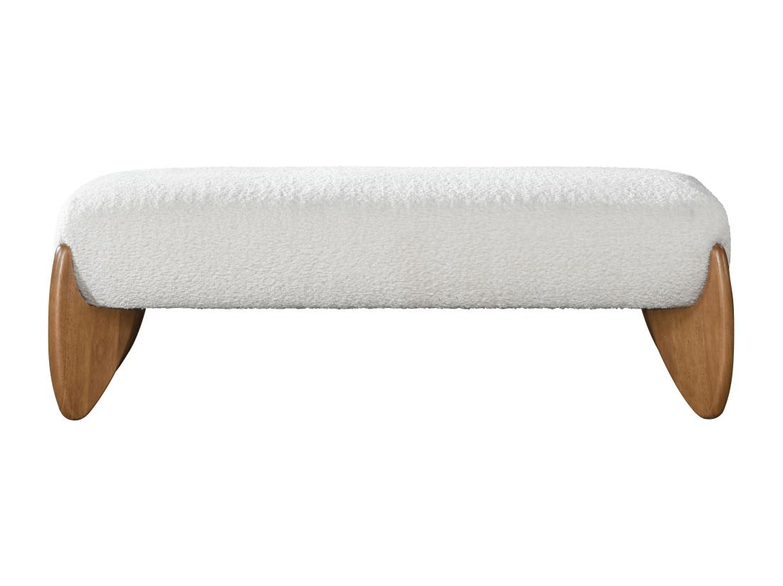 Vente Unique Banc En Tissu Bouclette - Blanc Et Naturel - GAMURA