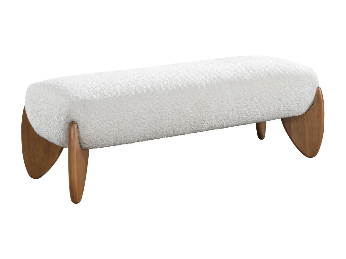 Vente Unique Banc En Tissu Bouclette - Blanc Et Naturel - GAMURA
