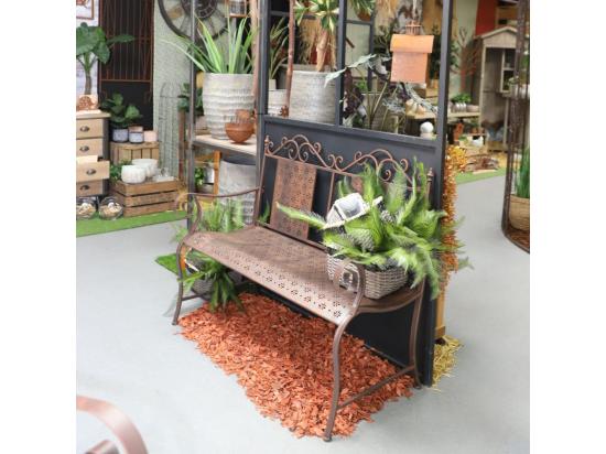 Vente Unique Banc Fauteuil Ancien De Jardin Fer Marron 116x96 Cm