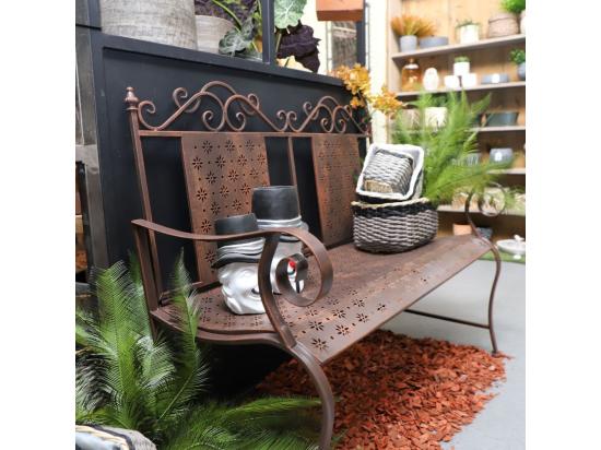 vente unique Banc fauteuil ancien de jardin fer marron 116x96 cm