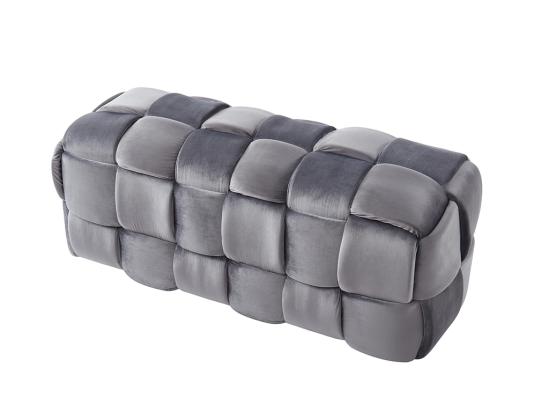 Vente Unique Banc Tressé En Velours Anthracite FABERO