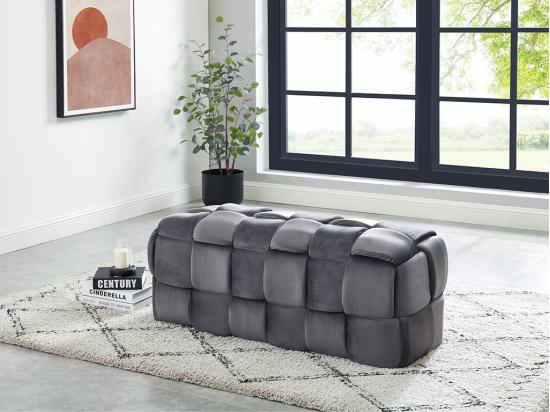 vente unique Banc tressé en velours anthracite FABERO