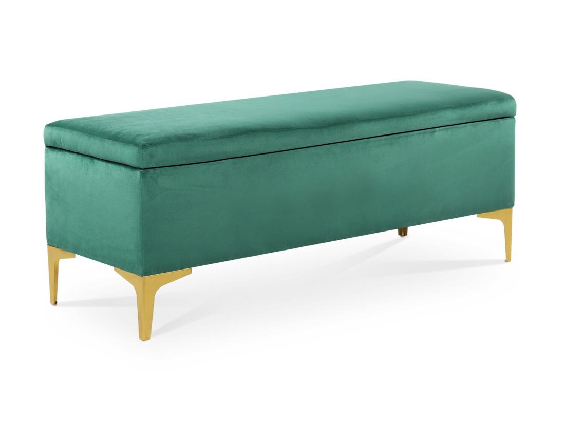 vente unique Banquette Coffre Chloé velours Vert pieds or