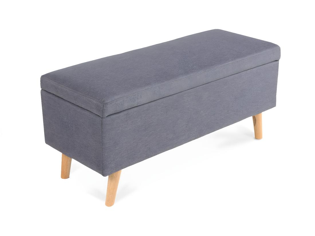 Vente Unique Banquette Coffre De Style Scandinave Eline Tissu Gris Foncé