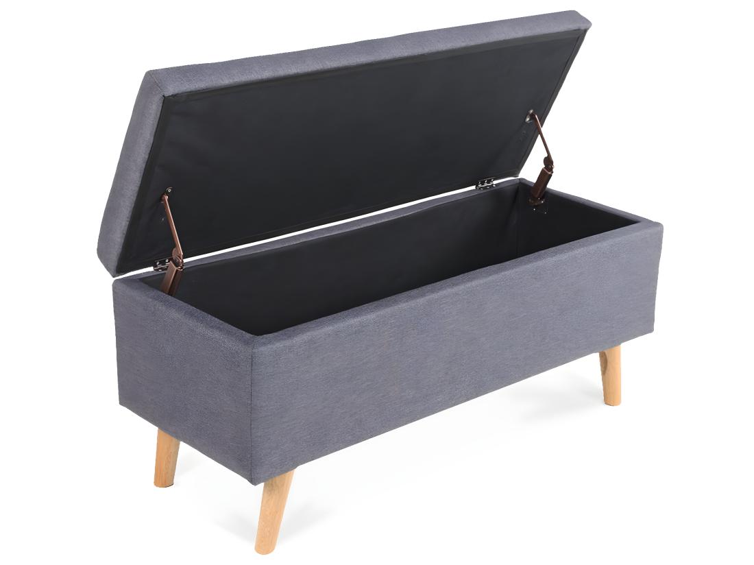 Vente Unique Banquette Coffre De Style Scandinave Eline Tissu Gris Foncé