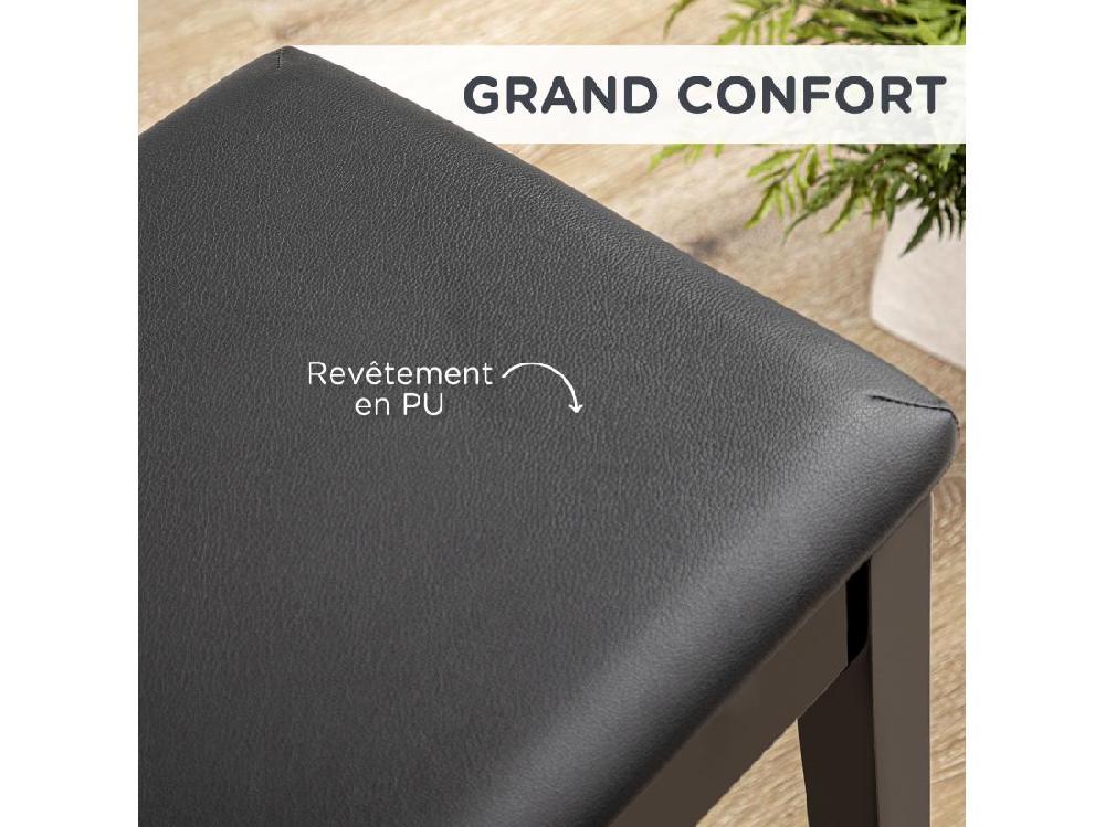 Vente Unique Banquette Tabouret Siège Pour Piano Avec Coffre De Rangement Pied Bois Hévéa Revêtement Synthétique Noir