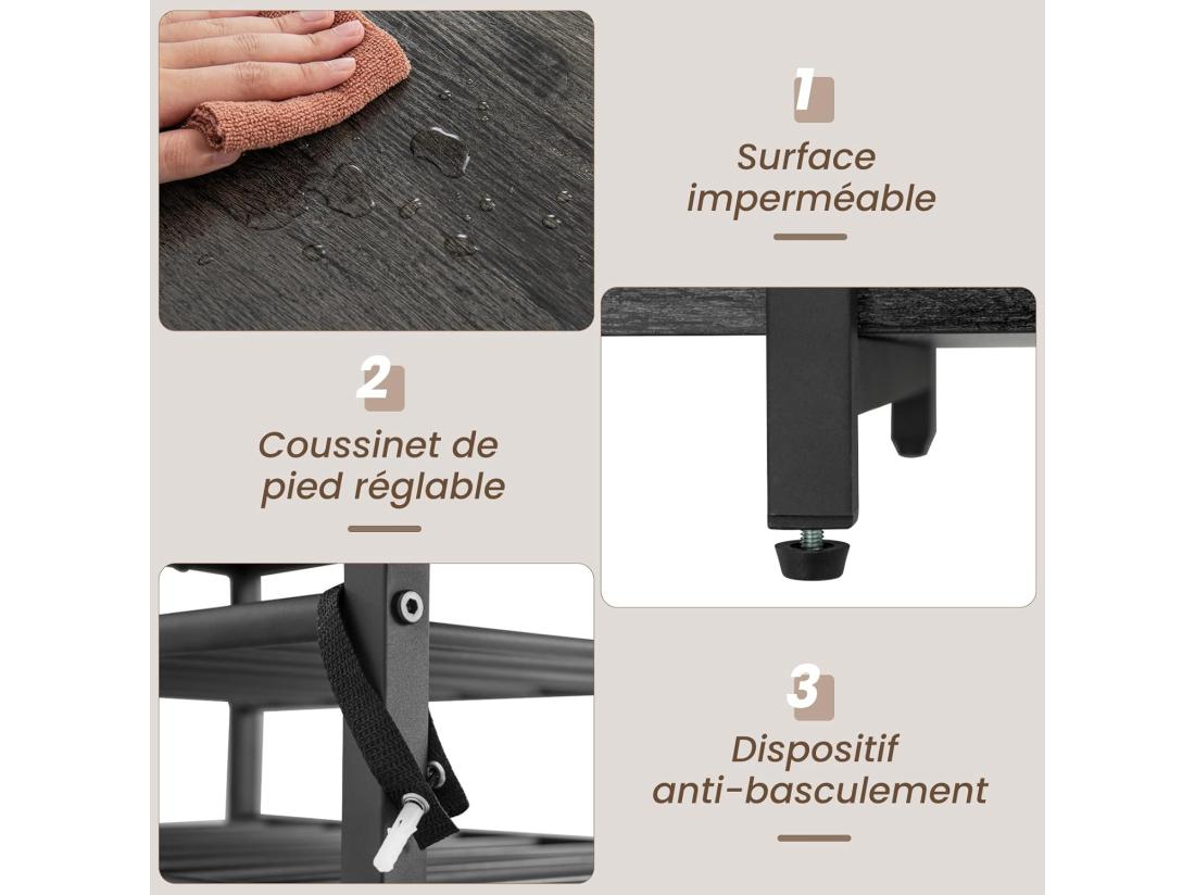 Vente Unique Bar à Vin Industriel étagère à Vin 21 Bouteilles Prises De Courant 2 Ports Usb Gris