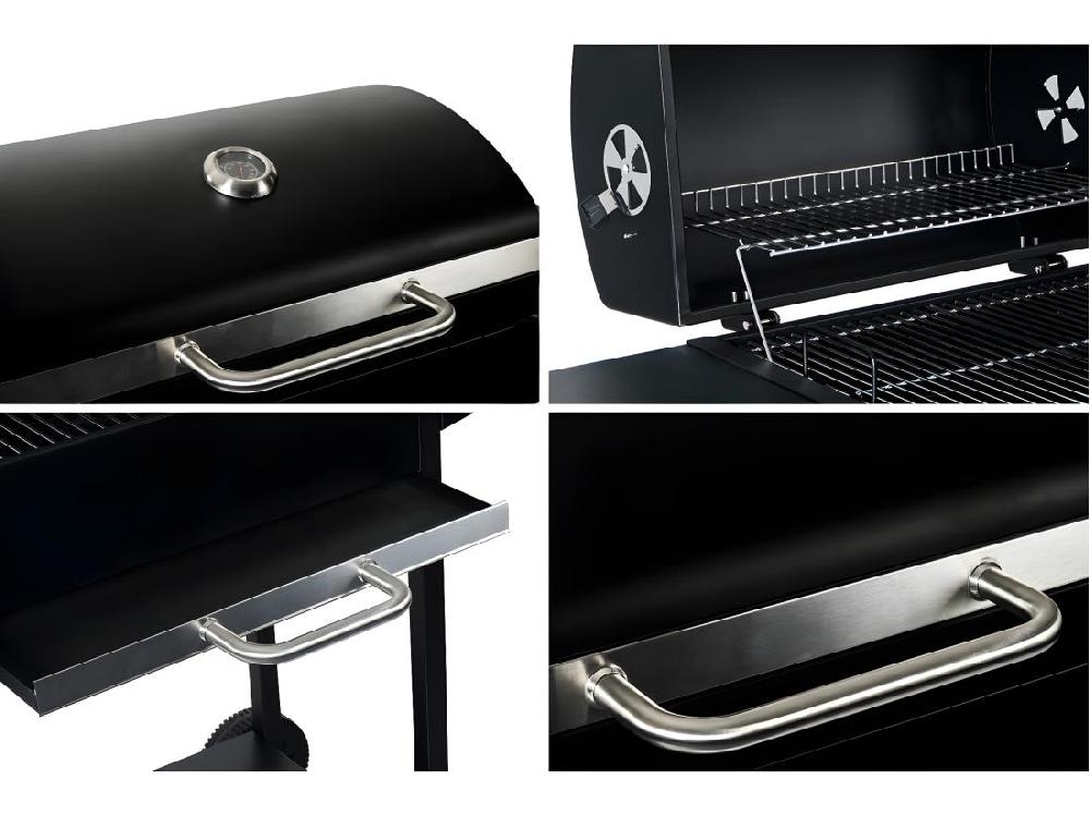 Vente Unique Barbecue Charbon De Bois "Bizon" - 119 X 50 X 101 Cm - Noir