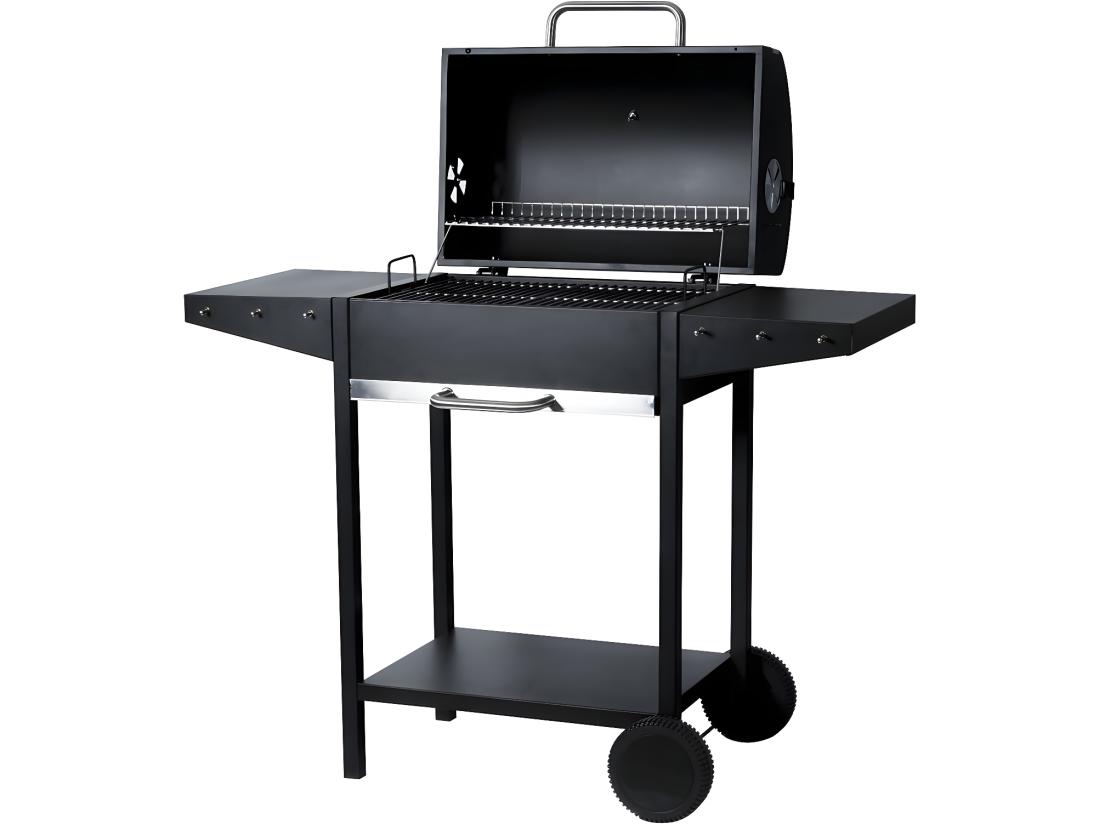 Vente Unique Barbecue Charbon De Bois "Bizon" - 119 X 50 X 101 Cm - Noir